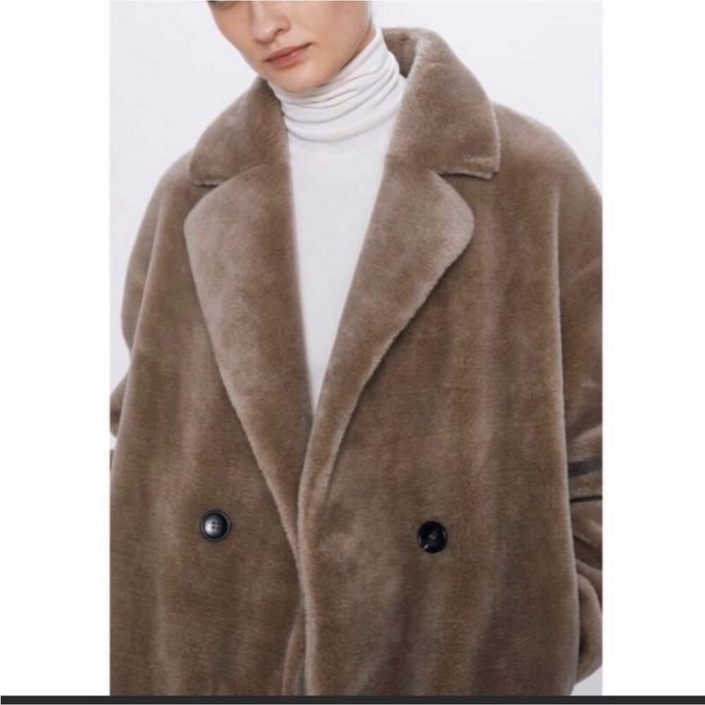 Zara Women's Cozy Brown Teddy Jacket - Picture 4 of 4